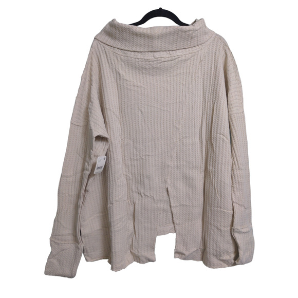 Free People Juicy Long Sleeve Top Stone Cold Cowlneck Crossover Oversized L New - Picture 4 of 11